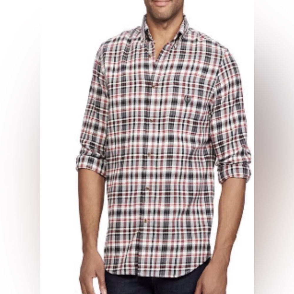 Chap’s Men’s Flannel Button Down Long Sleeve Shirt, S, NWT